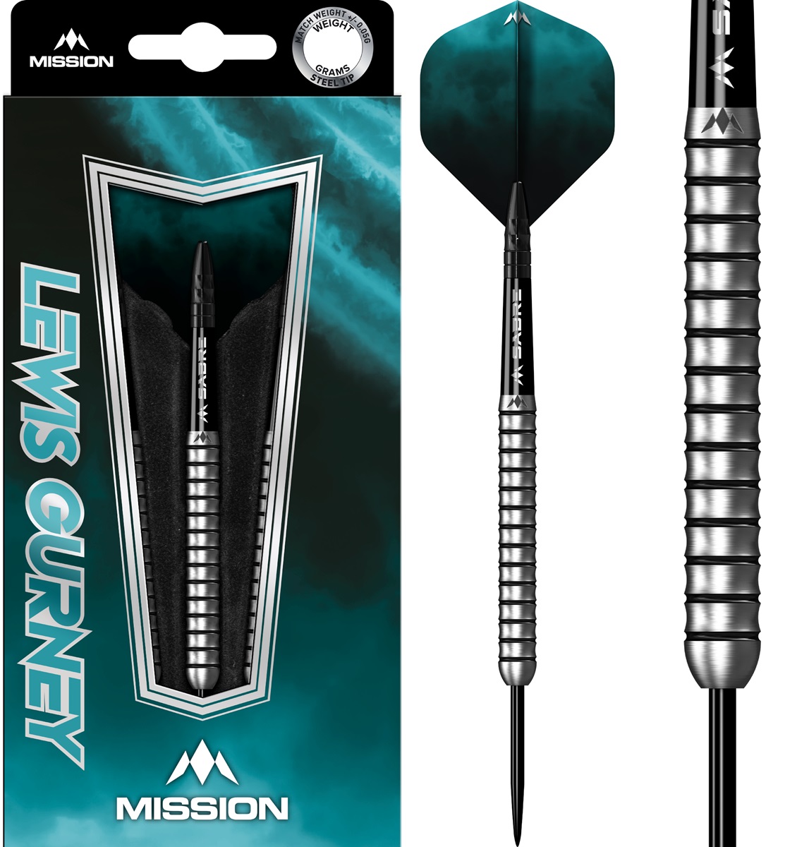 Mission Lewis Gurney 95% Silver-Black Steeldarts 22/24 Gramm Steeldarts