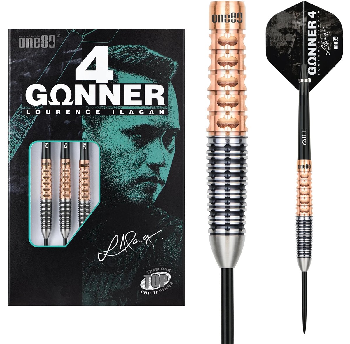 ONE80 Lourence Ilagan Signature Model Gunner V4 Steeldarts 22/23/24 Gramm Steeldarts
