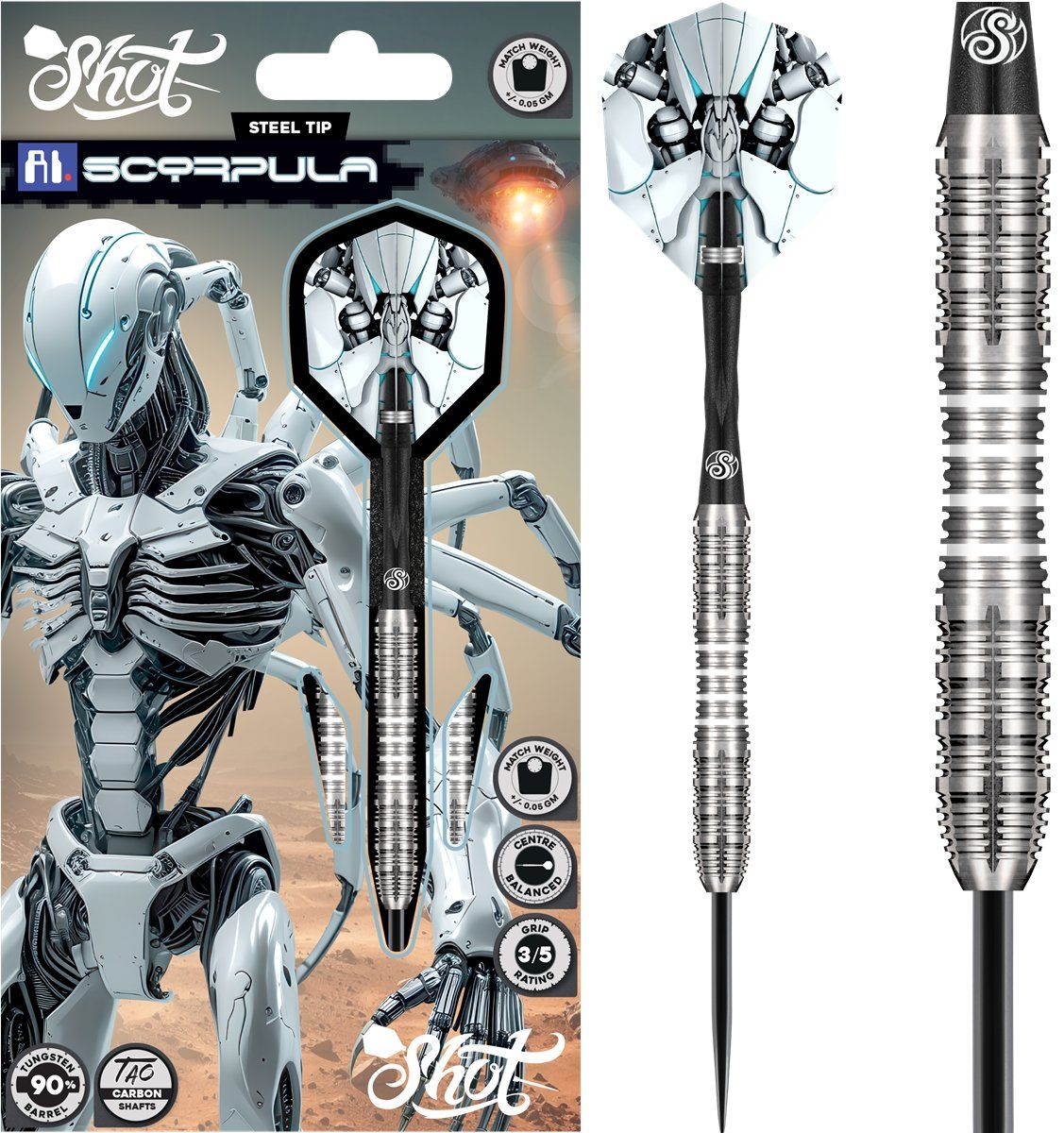 SHOT! AI Scorpula 90% Steeldart 23/24/25/27 Gram Steeldarts