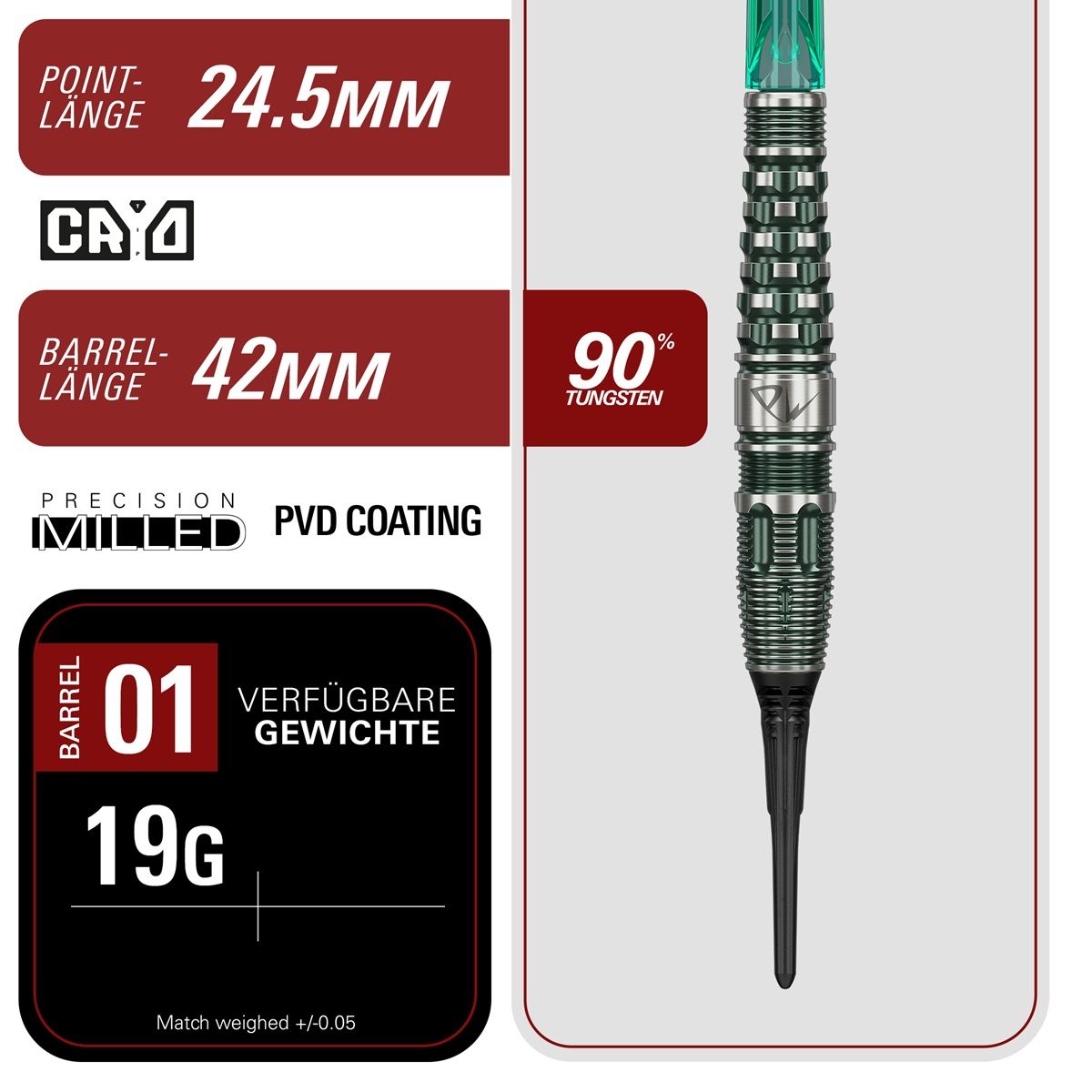 Target Japan PW G3 90% 2BA Softdarts 19 Gramm Softdarts