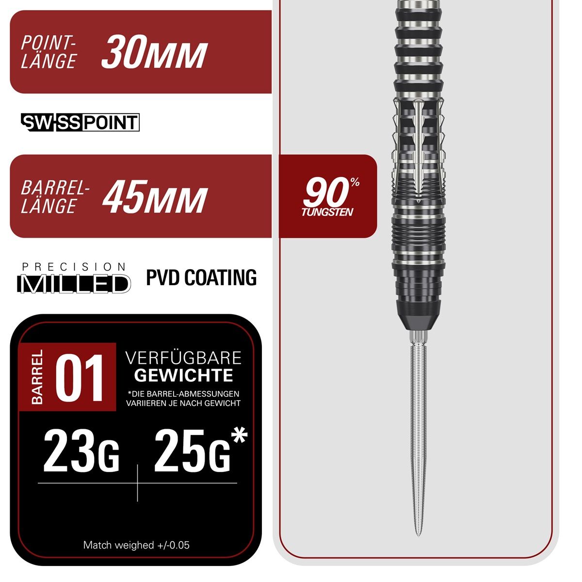 Target Black Marque Blaze 90% Swiss Points Steeldarts 23/25 Gramm Steeldarts