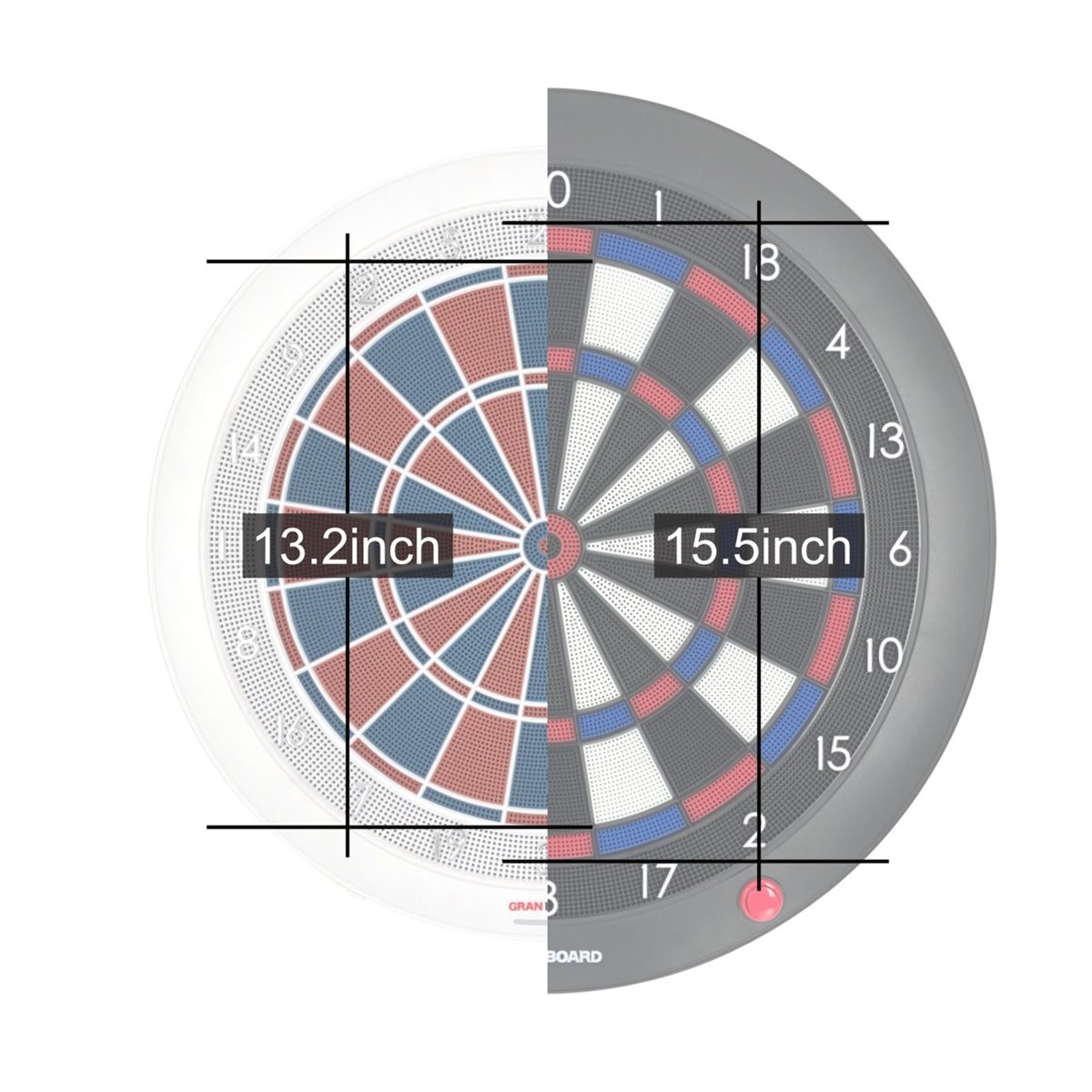 GranBoard 132 Smart Soft Dartboard 2 Loch E-Dartscheibe g01440