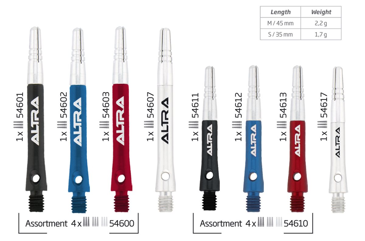 54601_p1W3o3JgRImph7i Bull's Dart Altra Top Spin Shaft short medium schwarz blau rot silber Shaft mit rotierendem Top