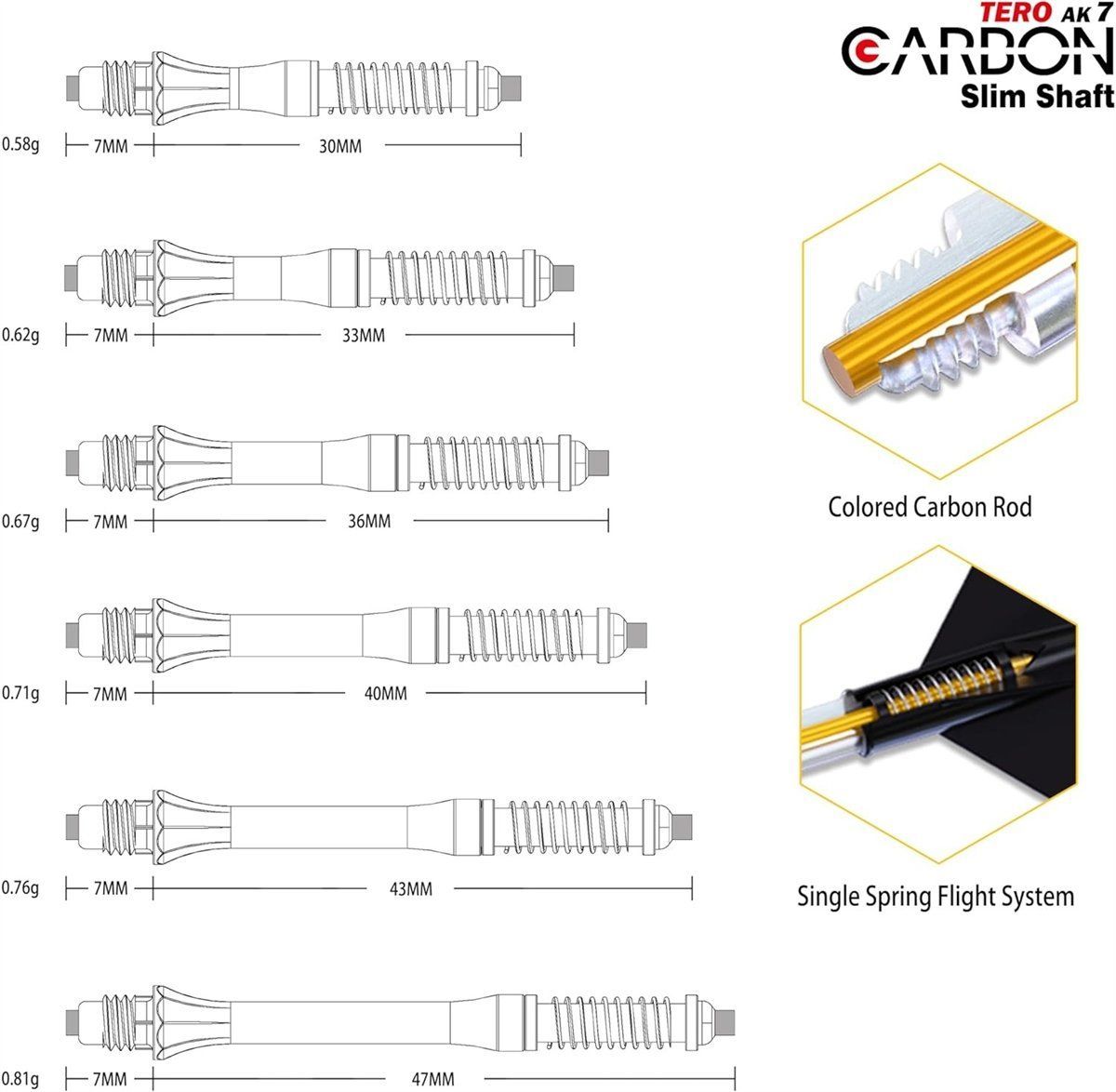 Cuesoul AK7 Tero Dart Shaft Slim Carbon Shafts