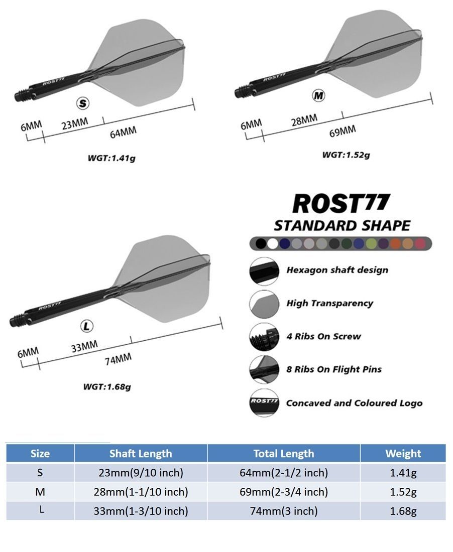 Cuesoul aletta per freccette/Asta ROST 77 Bianco Small Standard Flights