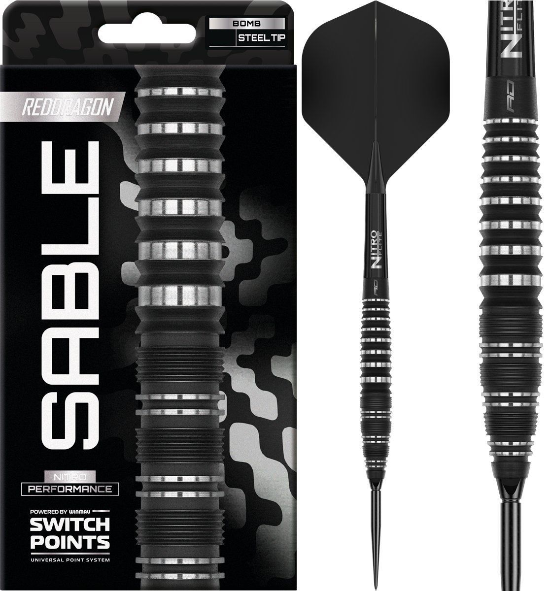 Reddragon Sable Bomb Switch Point 90% Steeldarts 22/24/26 Gramm Steeldarts