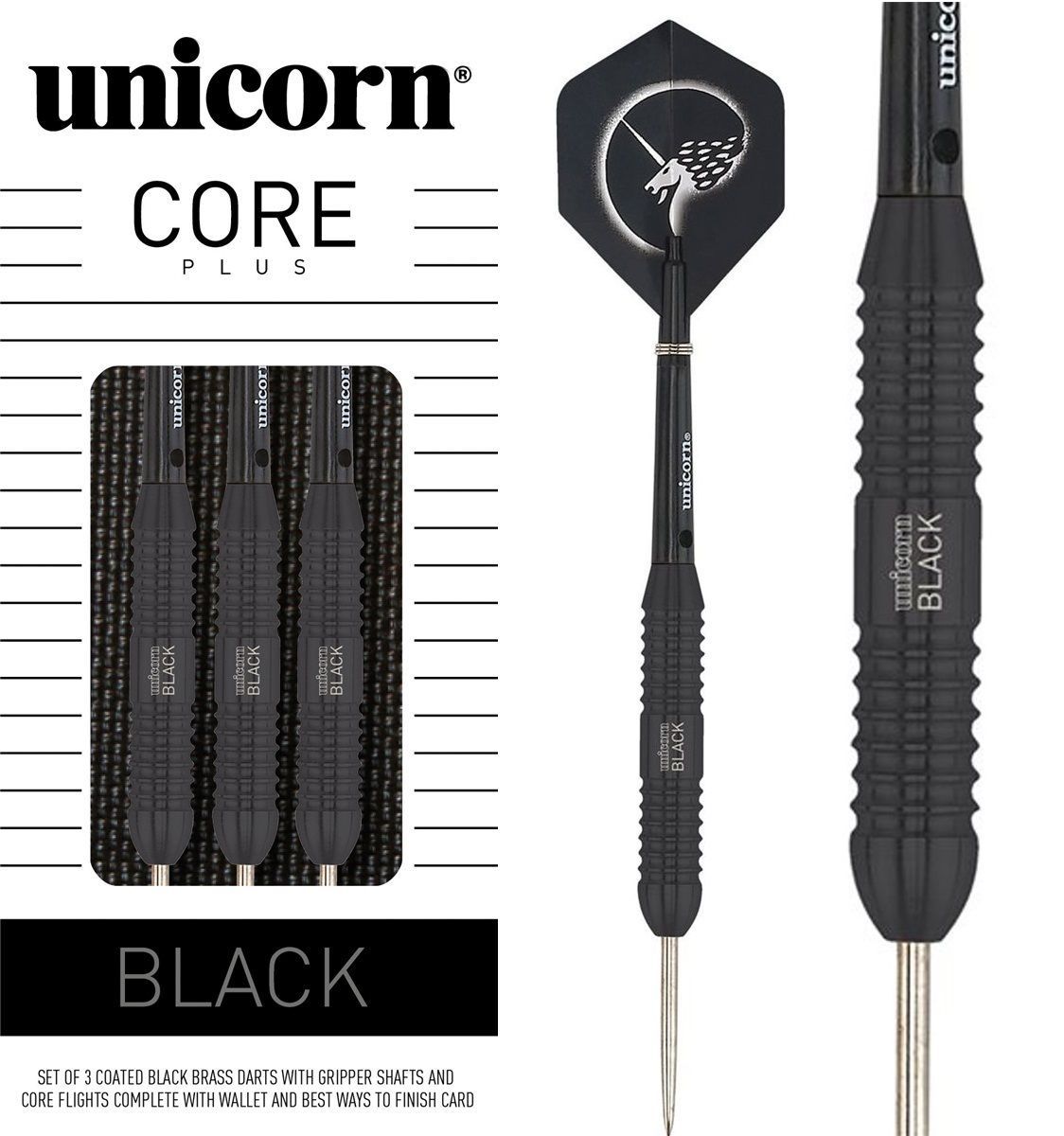 Unicorn Core Black Brass Steel 26g Steeldarts