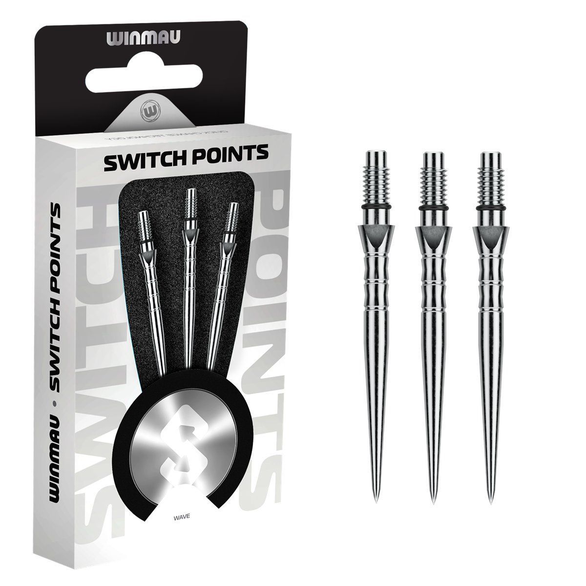 Winmau Switch Points Wave 26/30/40 mm Silver/Black Wechselspitzen