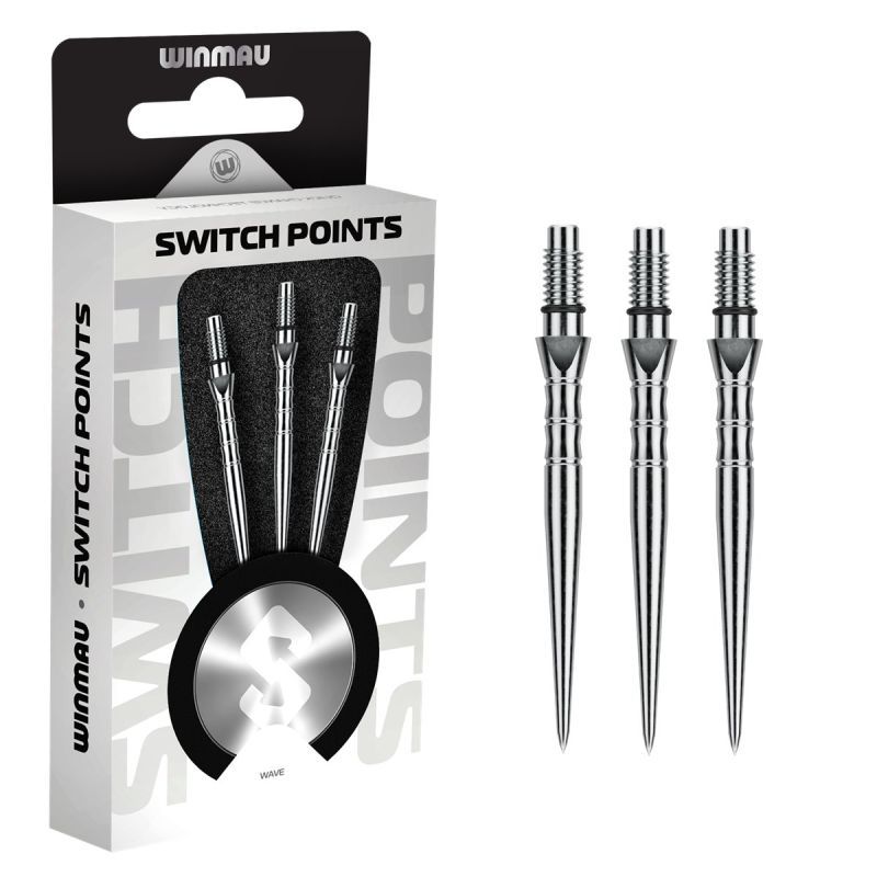 Winmau Switch Points Wave 26/30/40 mm Silber/Schwarz Wechselspitzen