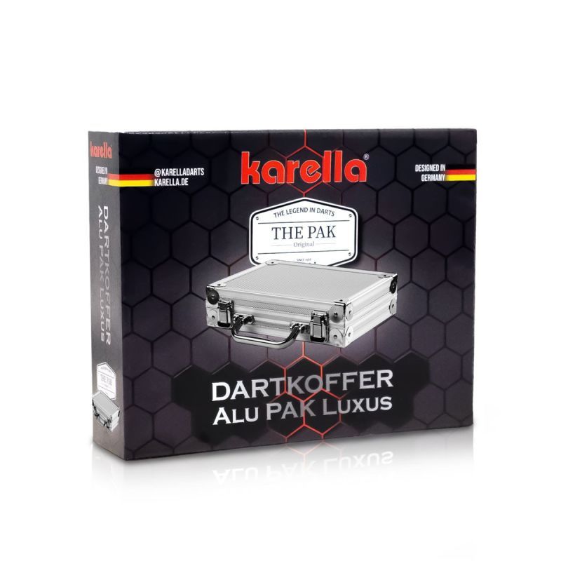 Karella Dart Koffer silber für zwei Dartpfeil-Sets / Flights und Spitzen Aufbewahrung