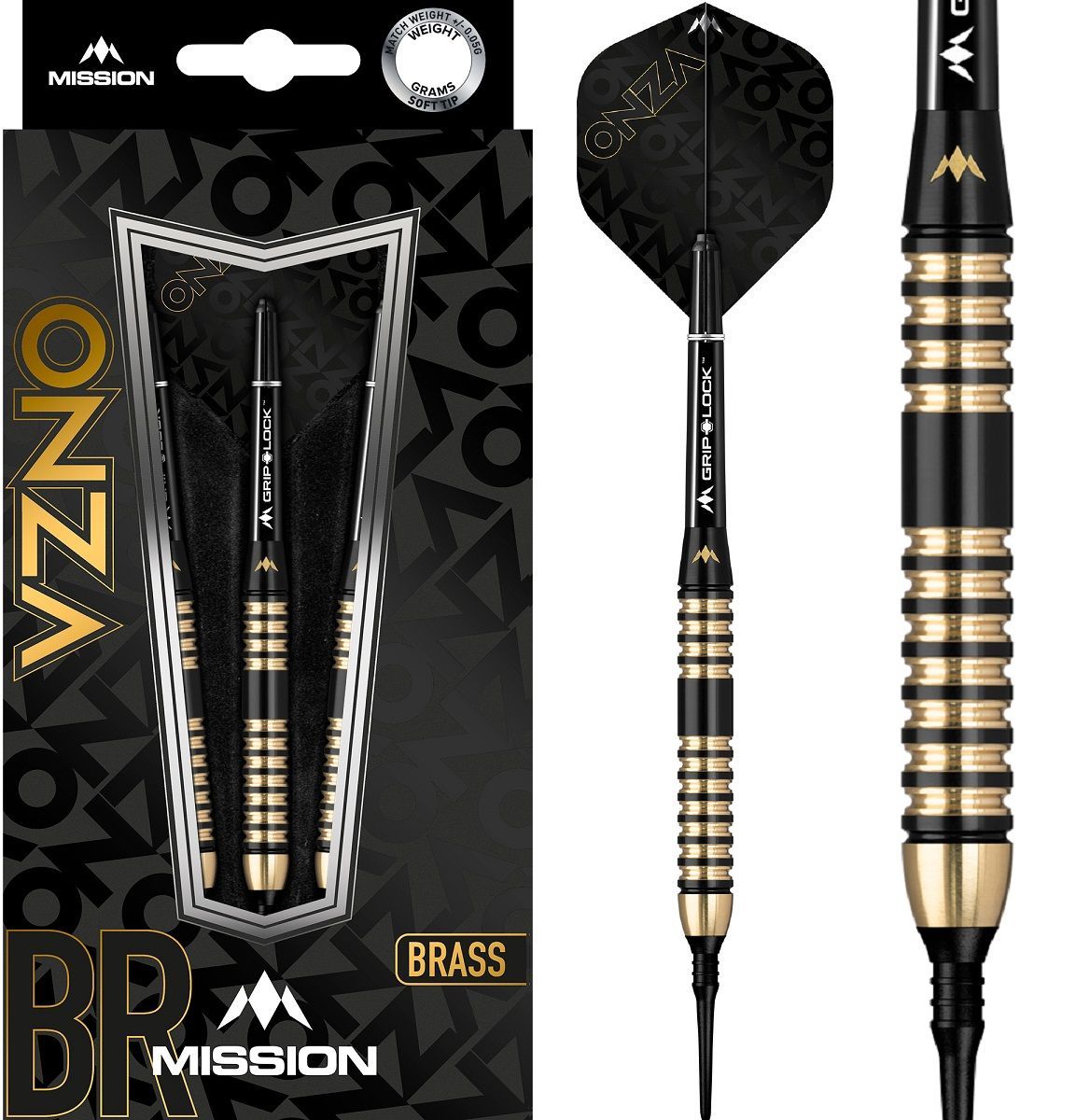 Mission Onza Black & Gold Brass Softdarts M4 19g Softdarts