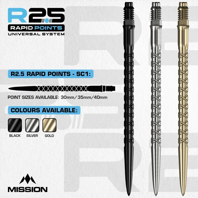 Mission R2.5 Rapid Point RP SC1 Silver/Black/Gold 30/35/40 m Wechselspitzen