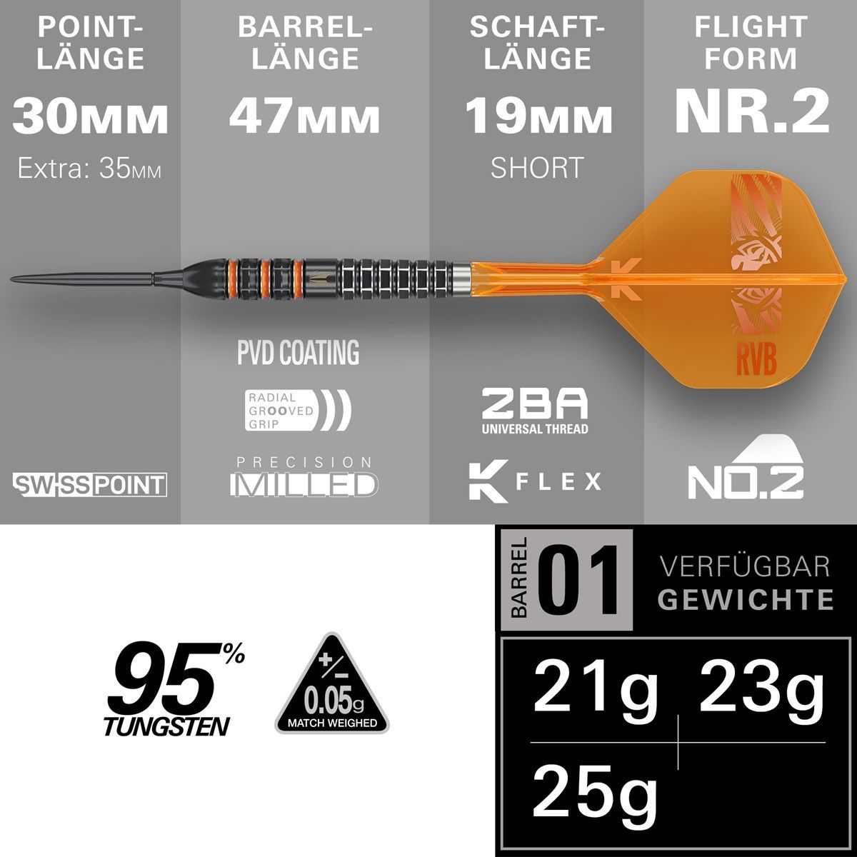 Target Raymond van Barneveld 95K SP 95% Steeldarts 21/23/25 Gram Steeldarts