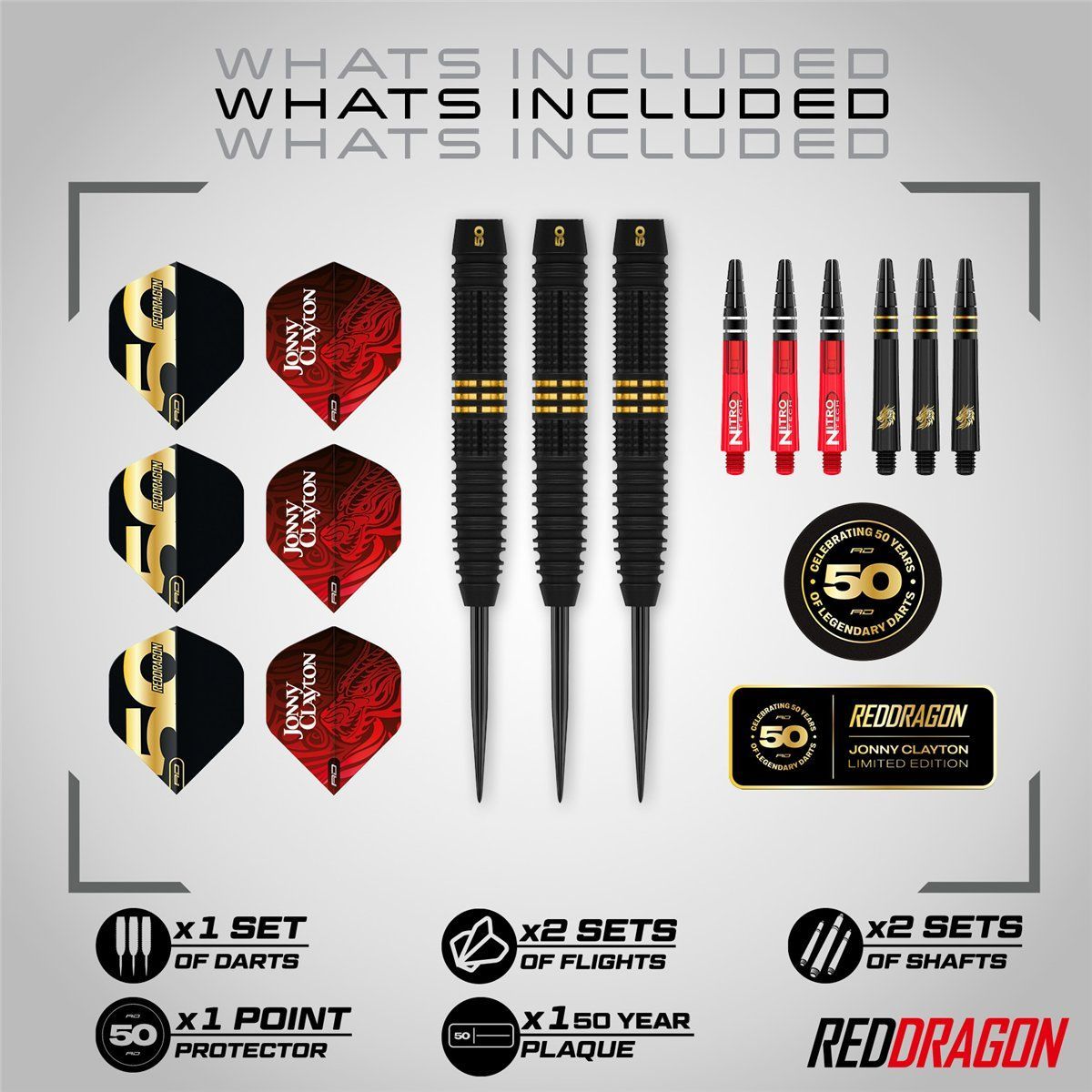 Reddragon Jonny Clayton 50 Years Limited Edition 90% Steeldarts 22 Gram Steeldarts