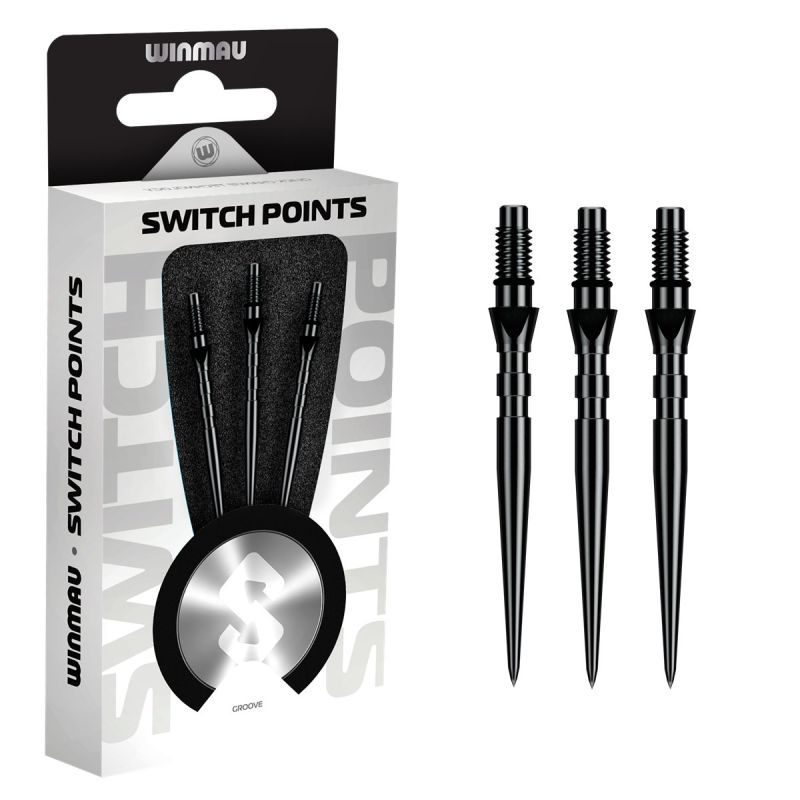 Winmau Switch Points Groove 26/30/40 mm Silber/Schwarz Wechselspitzen