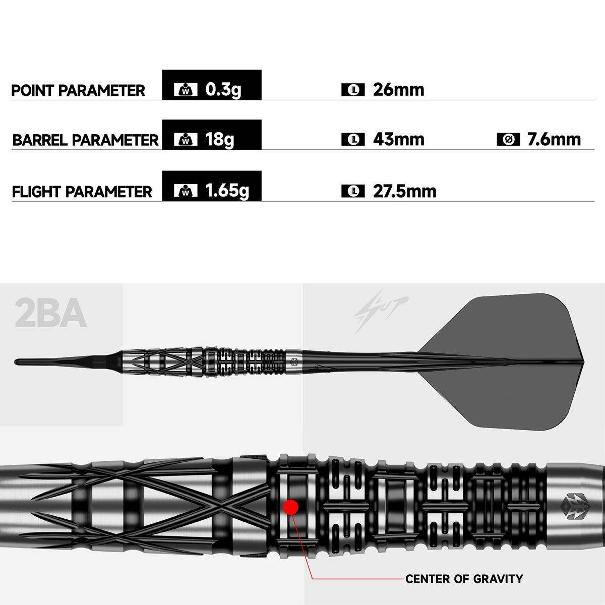 Caliburn Player Obsidian Naikun 90% Softdarts 18 Gramm Softdarts