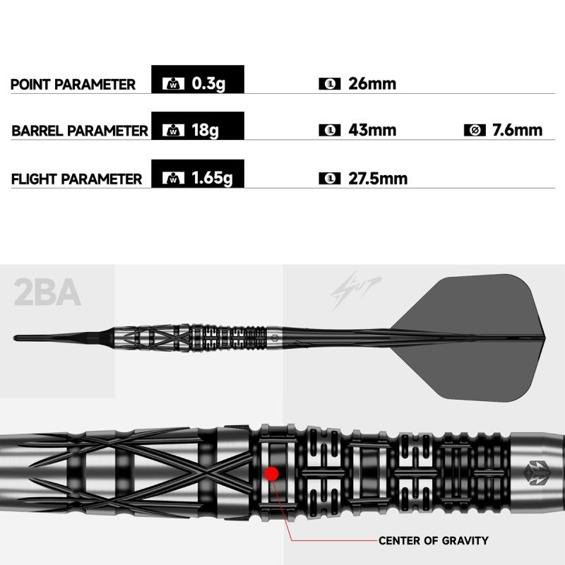 Caliburn Player Obsidian Naikun 90% Softdarts 18 Gramm Softdarts