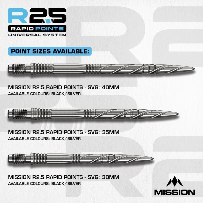 Mission R2.5 Rapid Point RP SGV Argent/Noir 30/35/40 mm Wechselspitzen