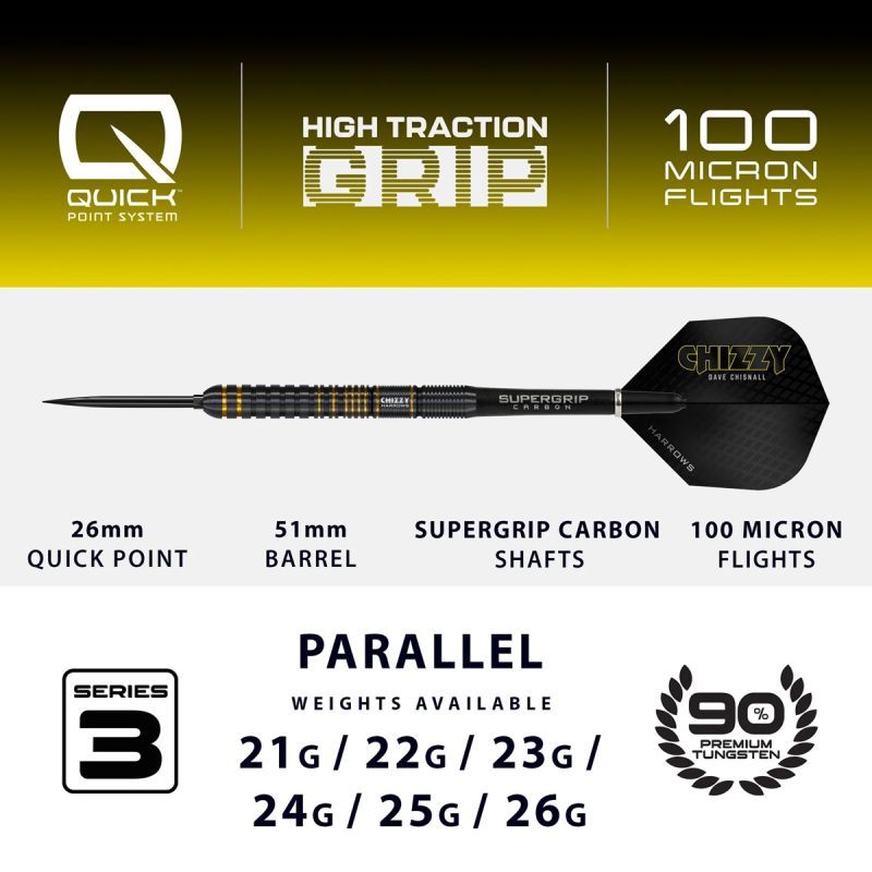 Harrows Dave Chizzy Chisnall G3 Quick Point 90% Steeldarts 21/22/23/24/25/26 Gram Steeldarts