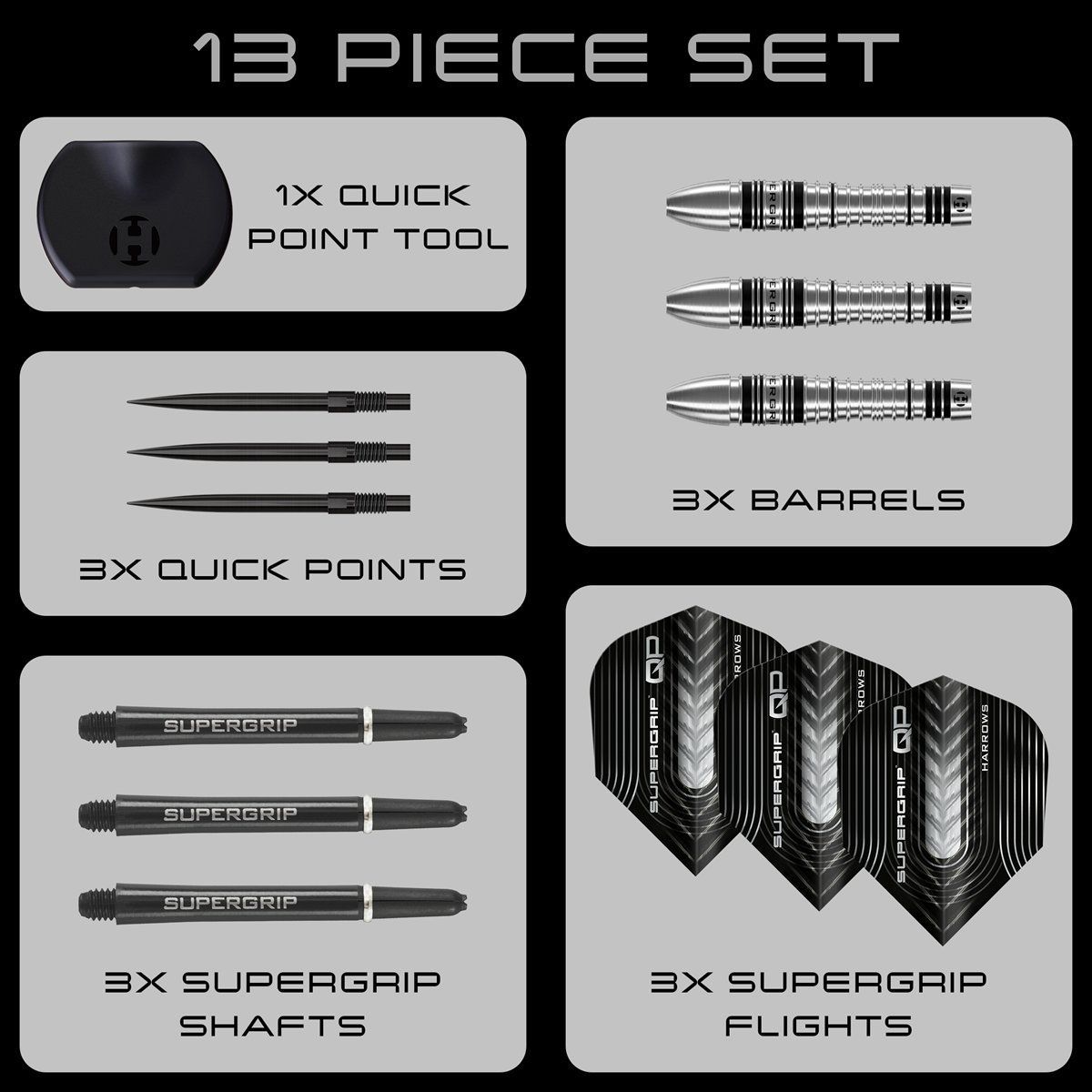 Harrows Supergrip QP Bomb 90% Steeldarts 23/25 Gramm Steeldarts