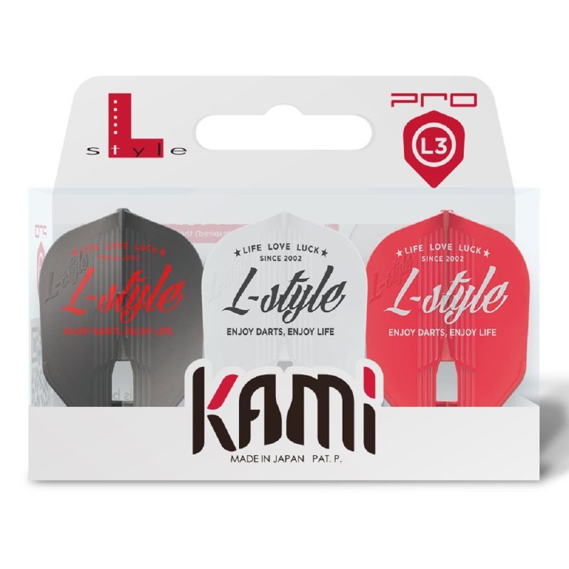L-Style Champagne Flights Pro Kami Signature Logo Grau/Weiß/Rot L3 Shape Flights