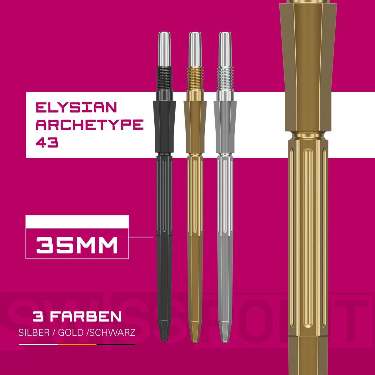 Target Swiss Point Elysian Archetype 43 30/35/42 mm Or/Noir/Argent Wechselspitzen