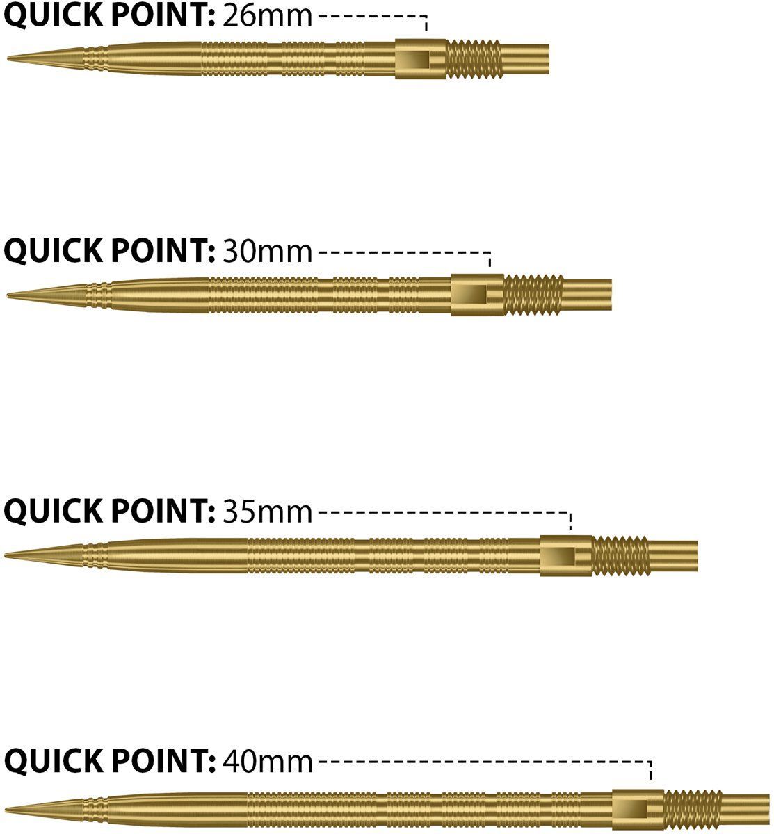 Harrows Quick Points Micro Grip 26/30/35/40 mm Silber/Schwarz/Gold Wechselspitzen