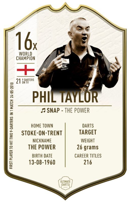Ultimate Card Immortals Phil Taylor Dart Karte 37 x 25 cm Fanshop