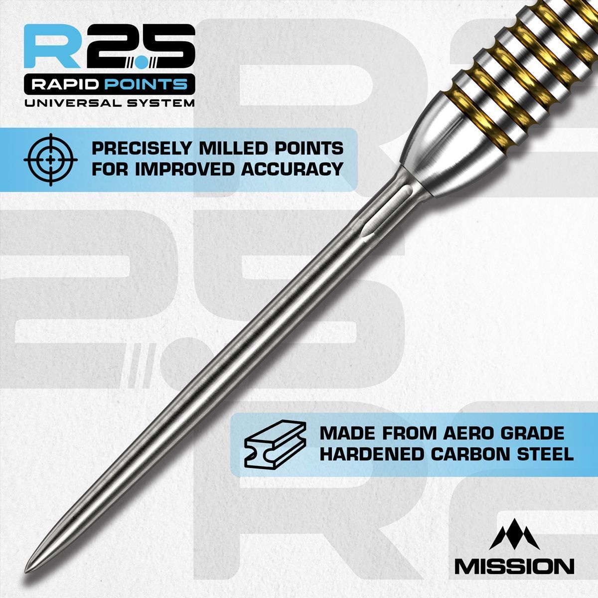 Mission R2.5 Rapid Point RP SM1 Argent/Noir 30/35/40 mm Wechselspitzen