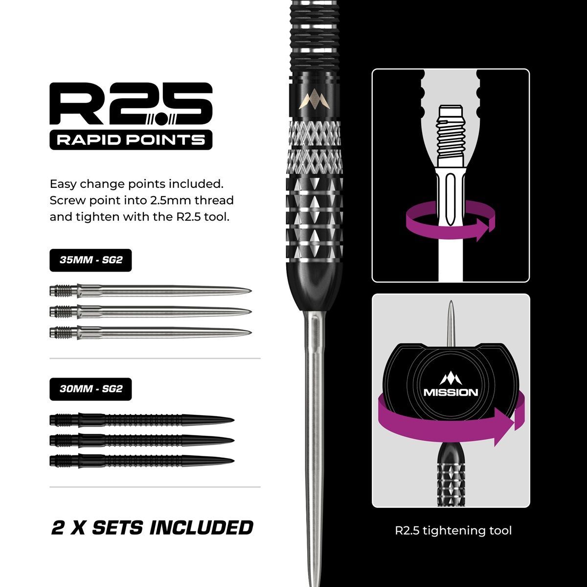 Mission Quantum RP 95% Steeldarts 21/23 Gram Steeldarts