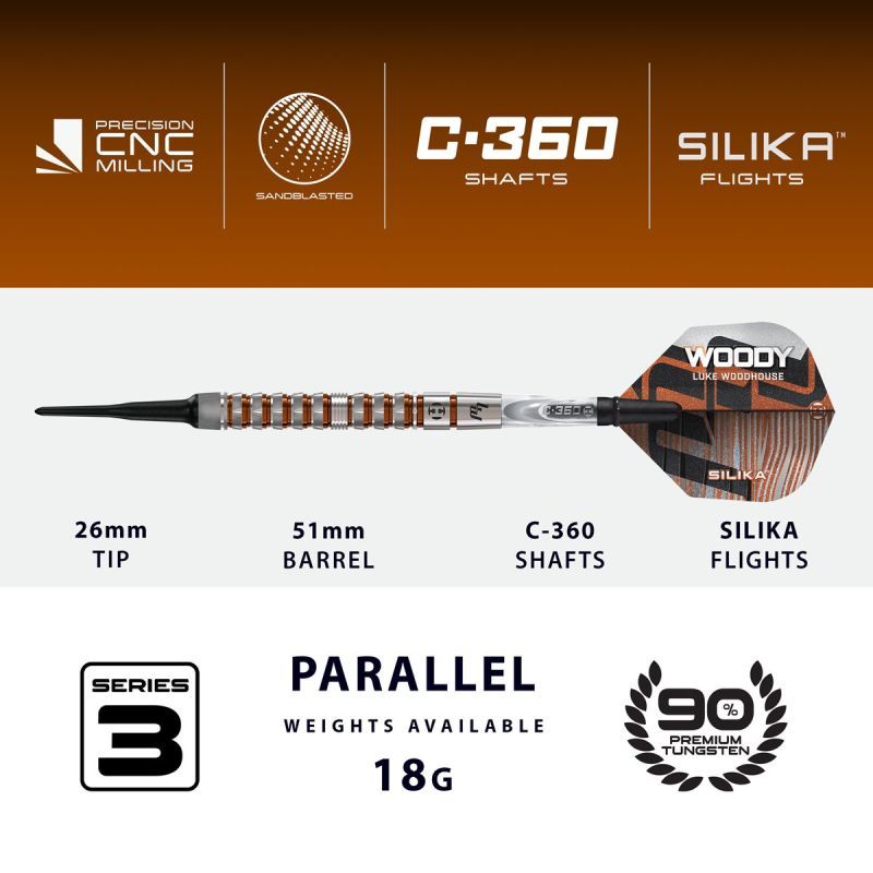 Harrows Luke Woodhouse G3 90% Softdarts 18 Gramm Softdarts