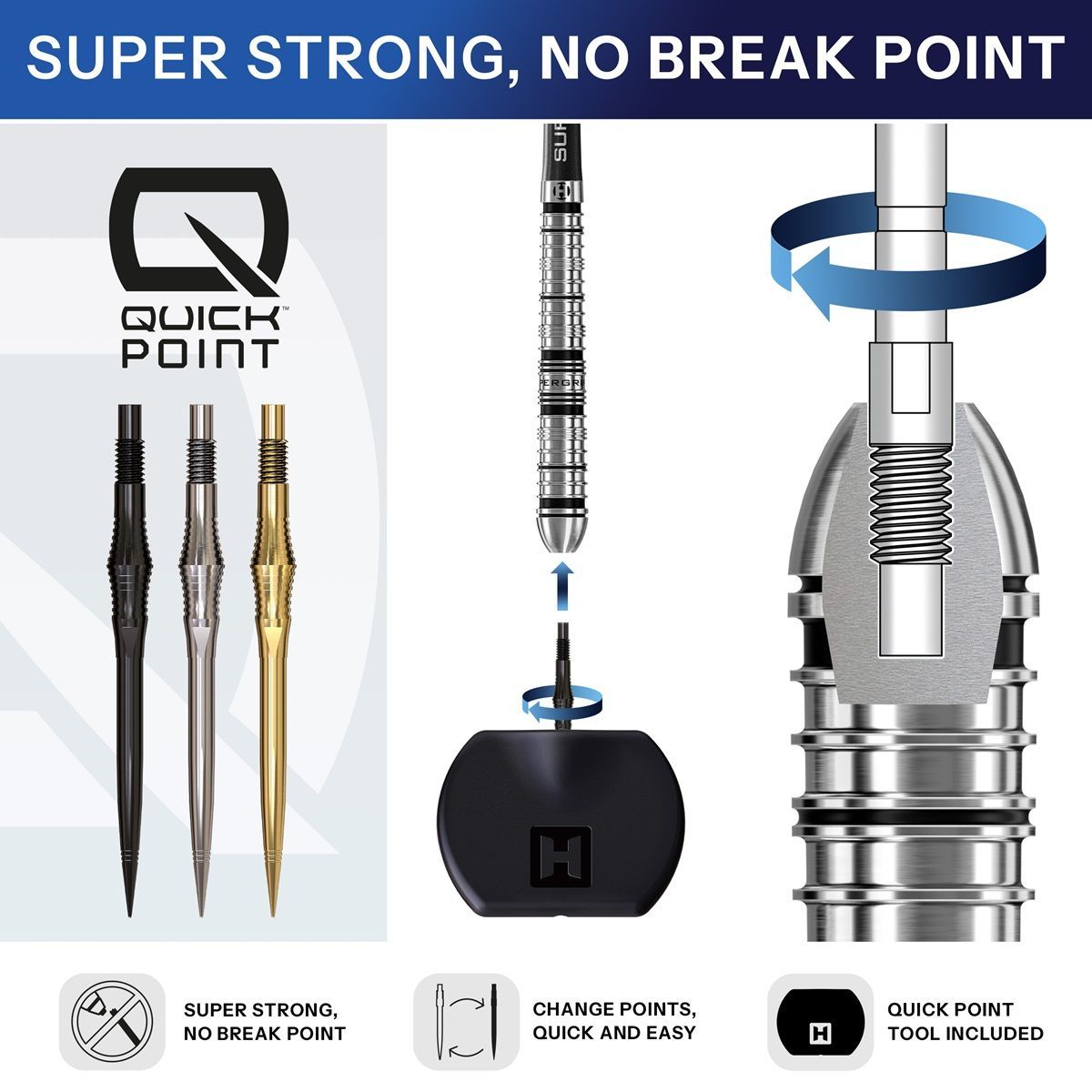 Harrows Quick Points Spire 30/35/40 mm Silver/Black/Gold Wechselspitzen