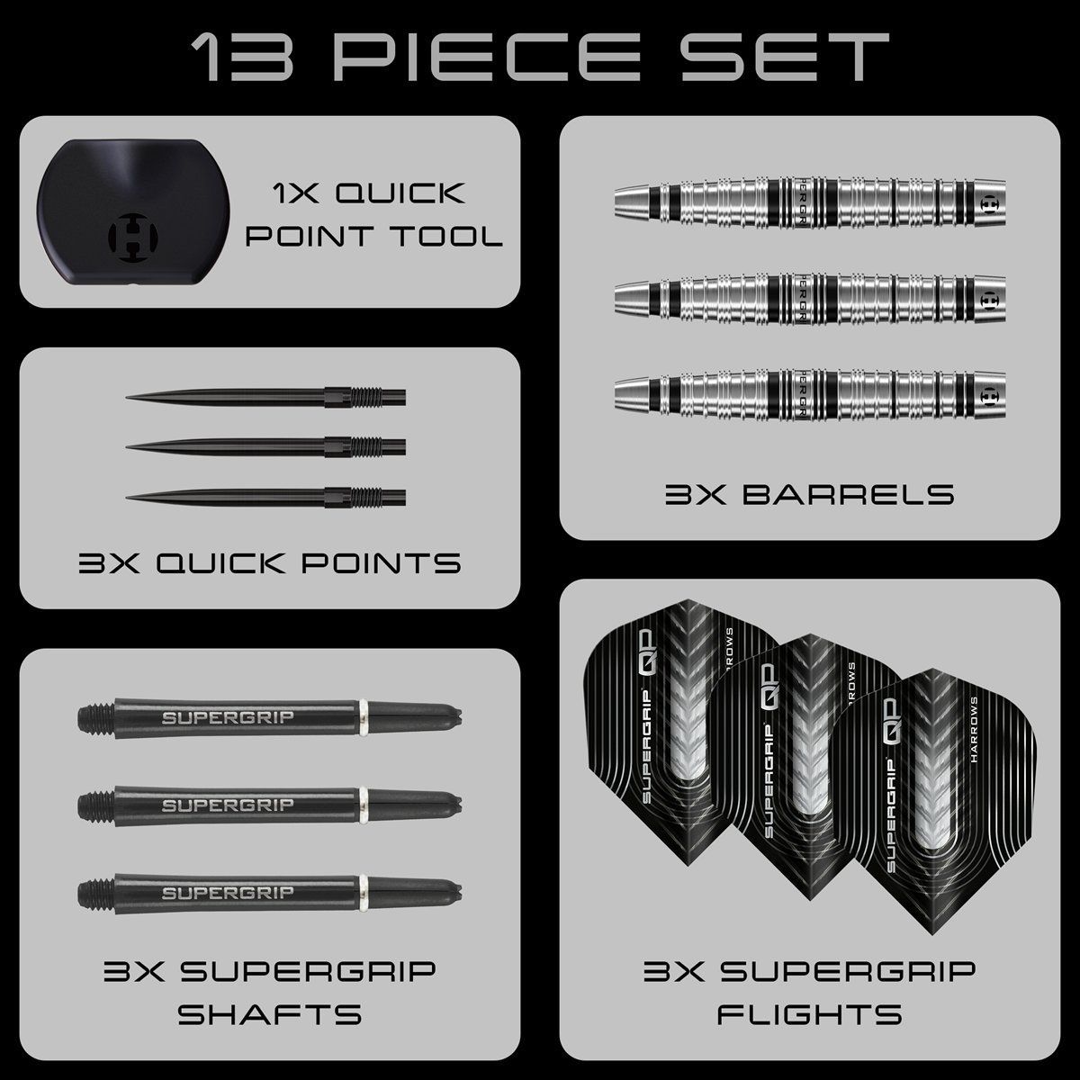 Harrows Supergrip QP Torpedo 90% Steeldarts 22/23/24 Gramm Steeldarts