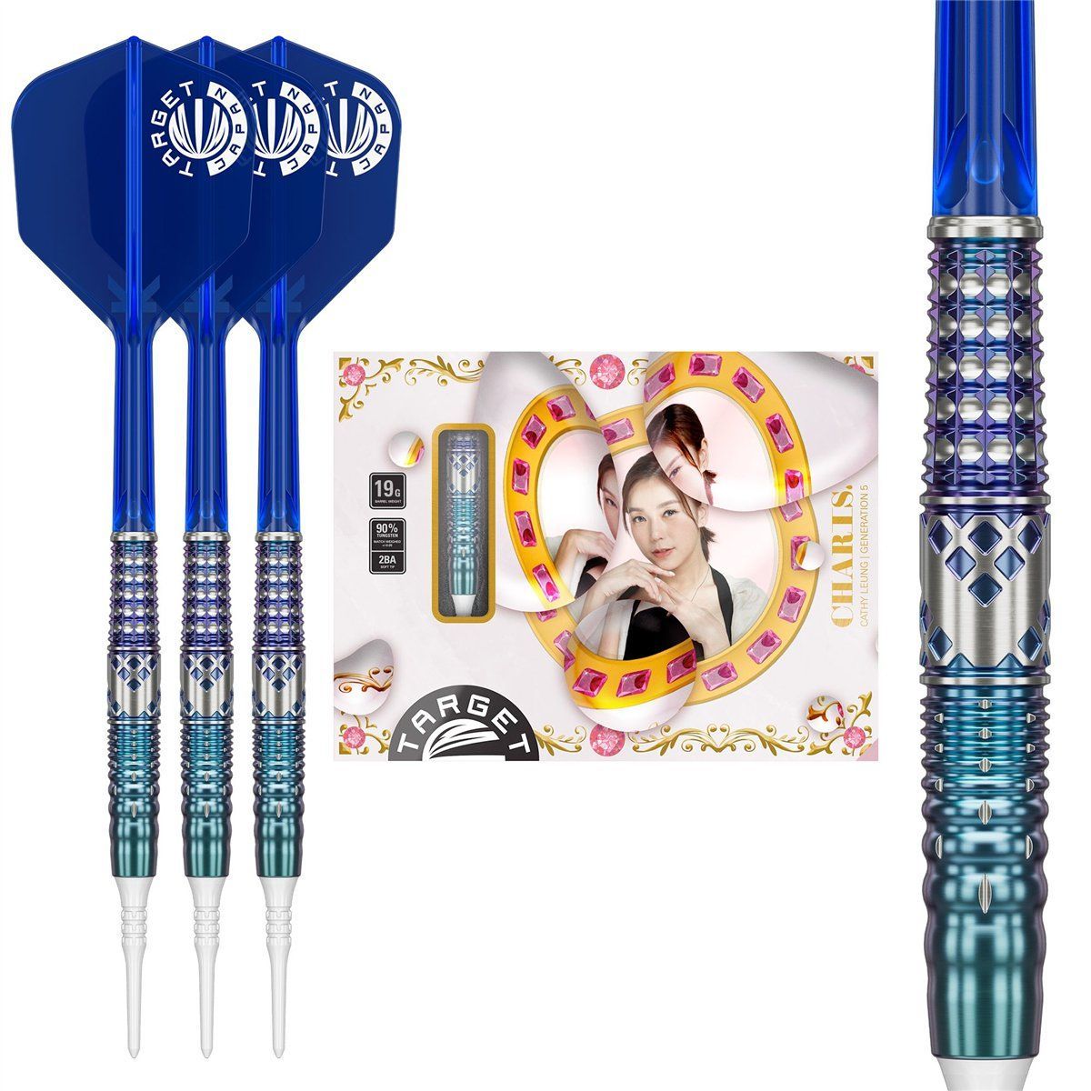 Target Cathy Leung Charis G5 90% 2BA Fléchettes à pointe souple 19 Grammes Softdarts