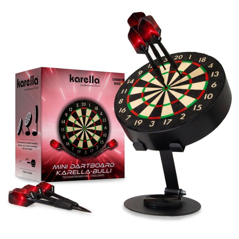 Karella Mini Dartboard Bulli & 2 Set Mini-Darts Bristle Board