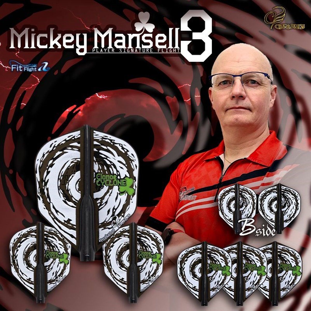 Cosmo Darts Fit Flights Air Mickey Mansell 3 Shape Flights