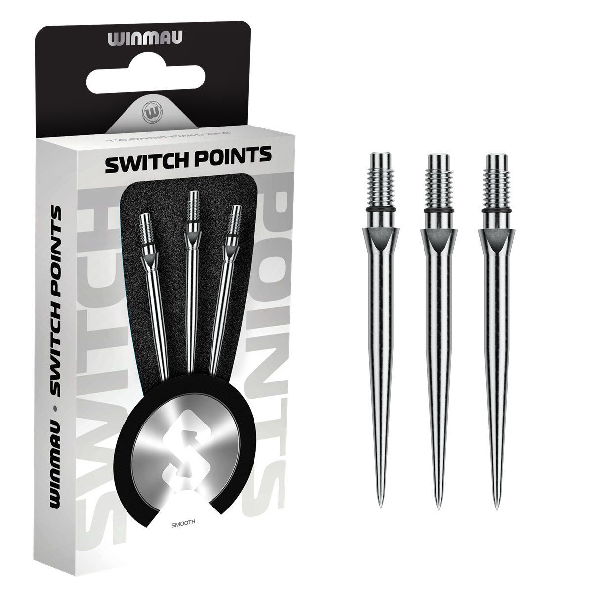 Winmau Switch Points Smooth 26/30/40 mm Silver/Black Wechselspitzen