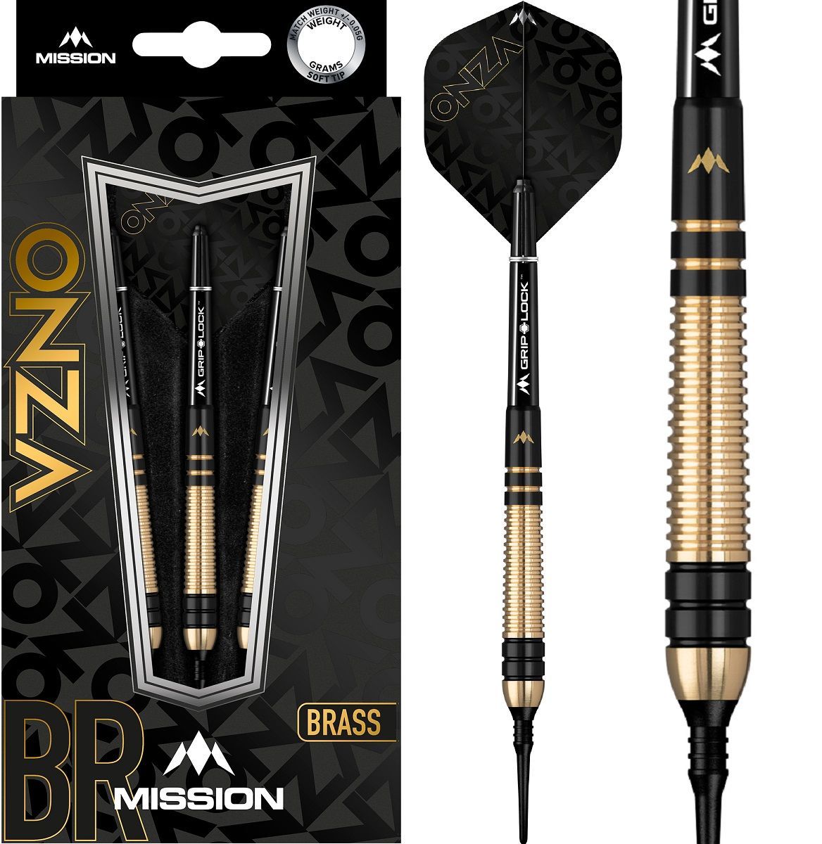 Mission Onza Black & Gold Brass Softdarts M2 18g Softdarts
