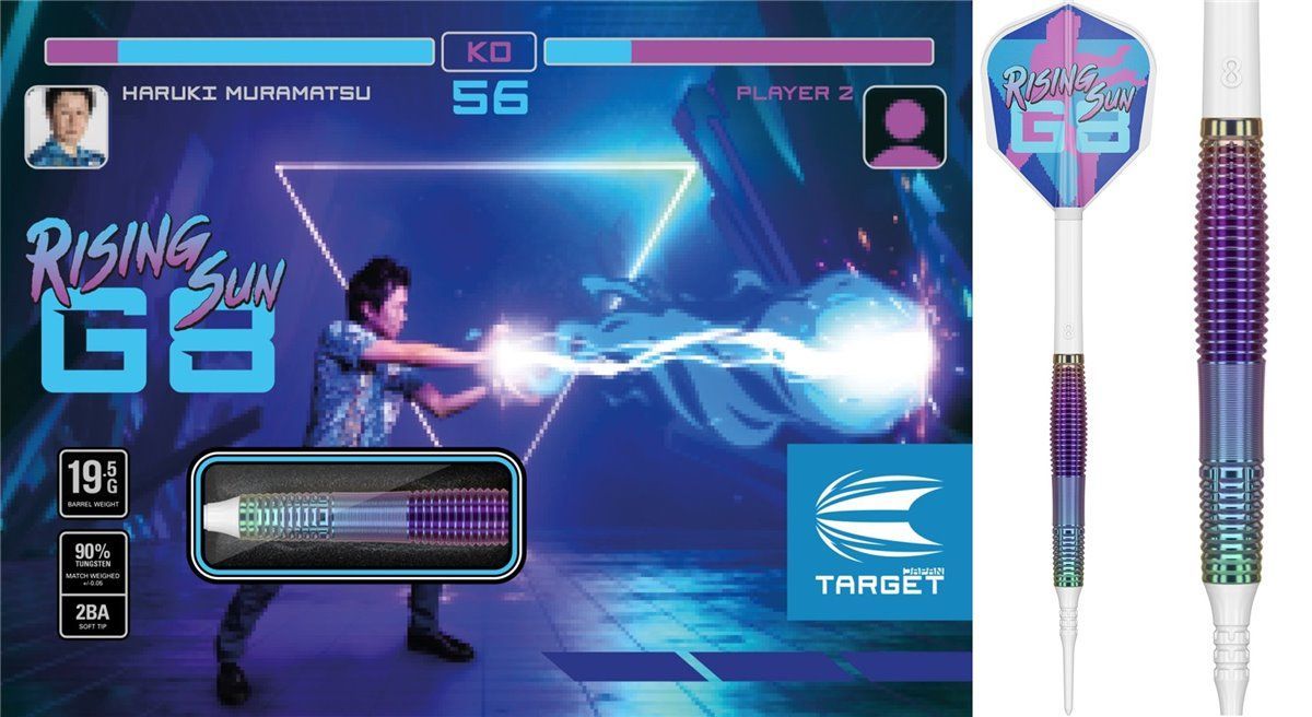 Target Haruki Muramatsu Rising Sun G8 Lite 90% 2BA Fléchettes à pointe souple 19,5 Grammes Softdarts