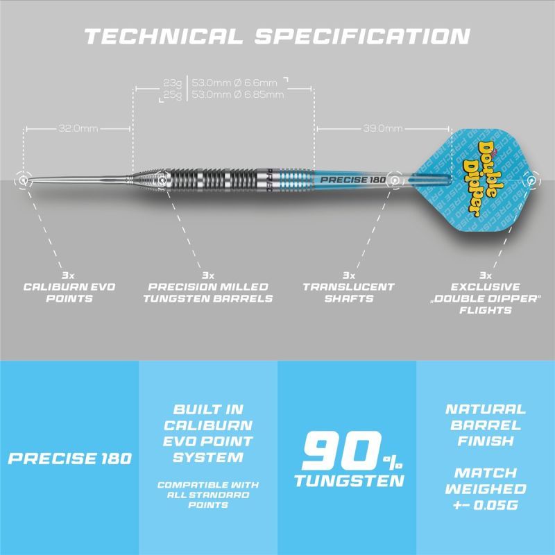 Precise180 Bela 90% Steeldarts 23/25 Gramm Steeldarts