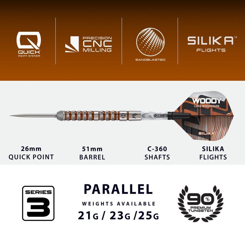 Harrows Luke Woodhouse G3 90% Quick Points Steeldarts 21/23/25 Gramm Steeldarts
