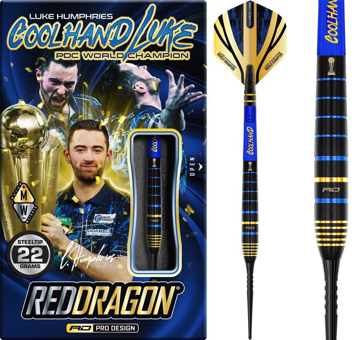 RedDragon Luke Humphries TX4 Avenger 90% Fléchettes à pointe acier 22/24 Grammes Steeldarts