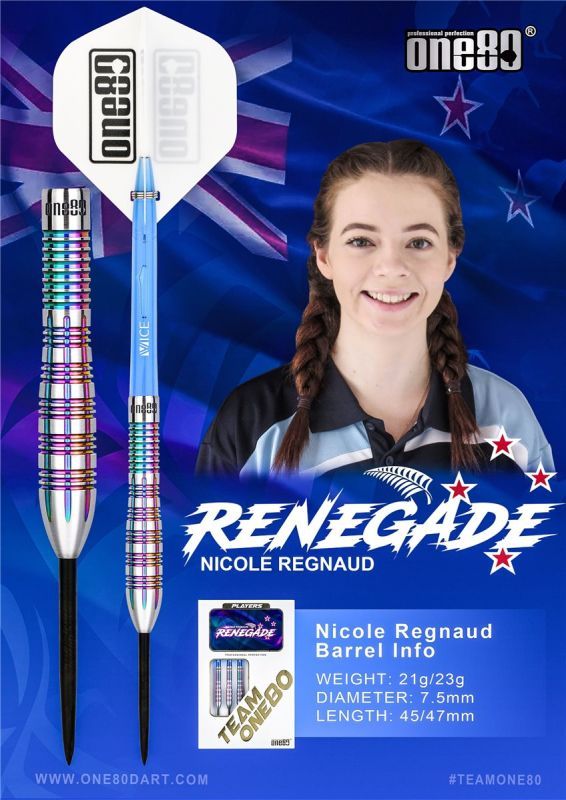 One80 Nicole Regnaud Signature Steeldart 21/23 Gram Steeldarts