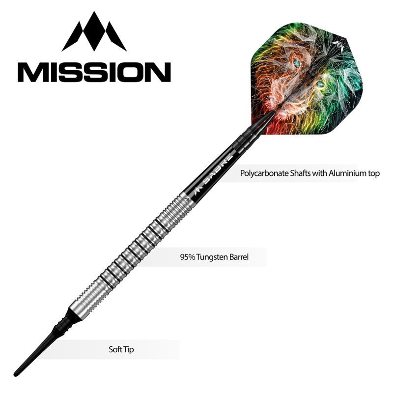 Mission Dominik Grüllich 95% Silver-Black Rings Softdarts 18 Gram Softdarts