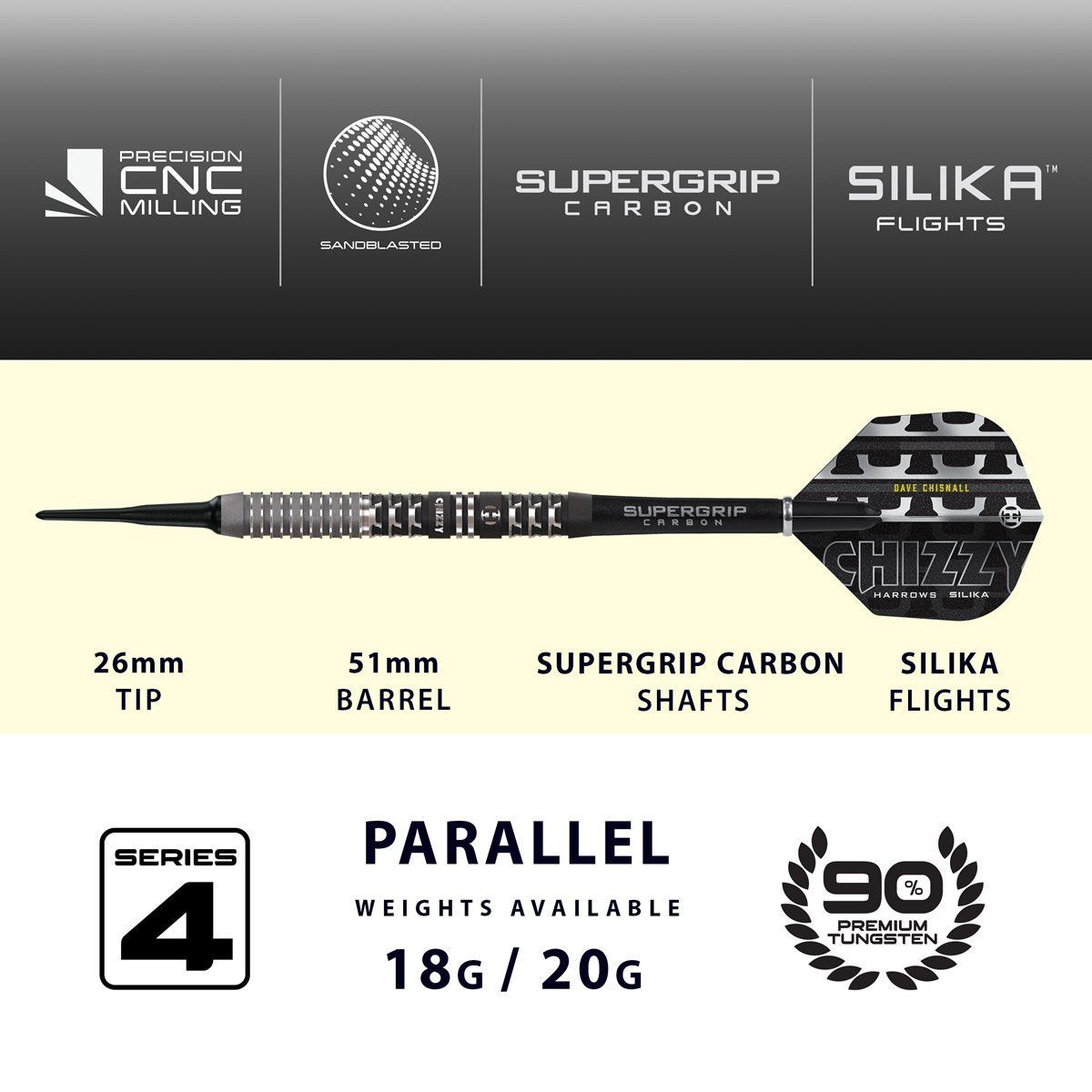Harrows Dave Chizzy Chisnall G4 90% Softdarts 18/20 Gramm Softdarts