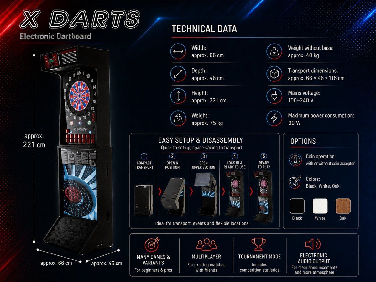 X-Darts Electronic Dart Machine – Professional E-Dart Machine for Pubs, Clubs & Home E-Dartscheibe