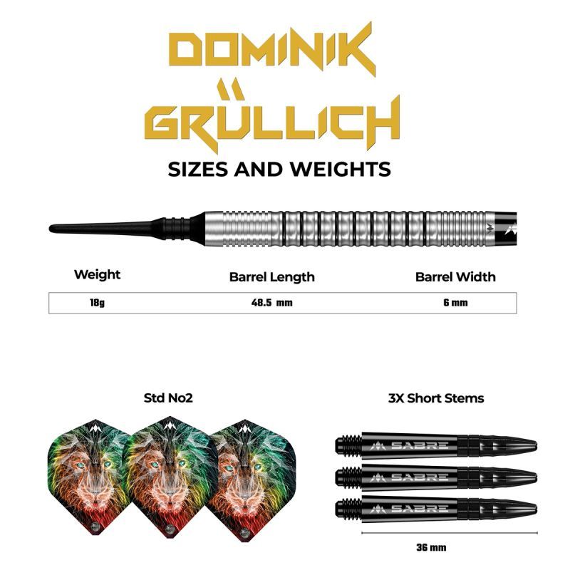 Mission Dominik Grüllich 95% Silver-Black Rings Softdarts 18 Gram Softdarts