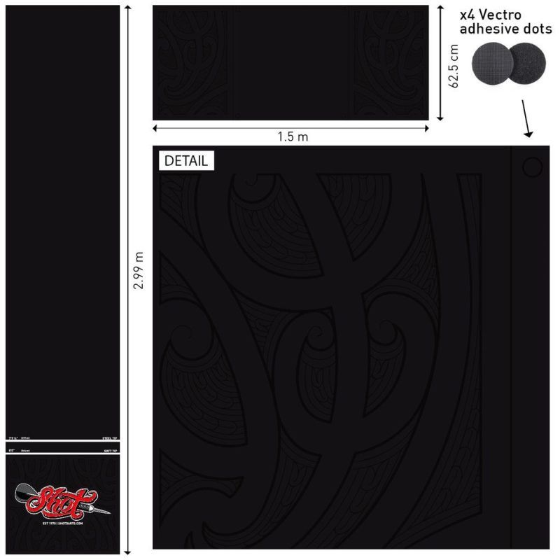 Shot T-Mat Tappeto da freccette 300 x 60 cm – Tappeto protettivo in gomma in due parti Dart Schutzmatte