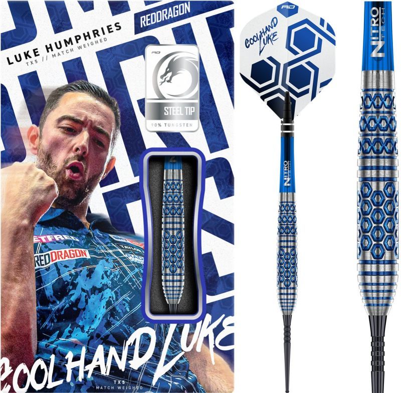 Reddragon Luke Humphries TX5 90% Fléchettes à pointe acier 23/25 Grammes Steeldarts