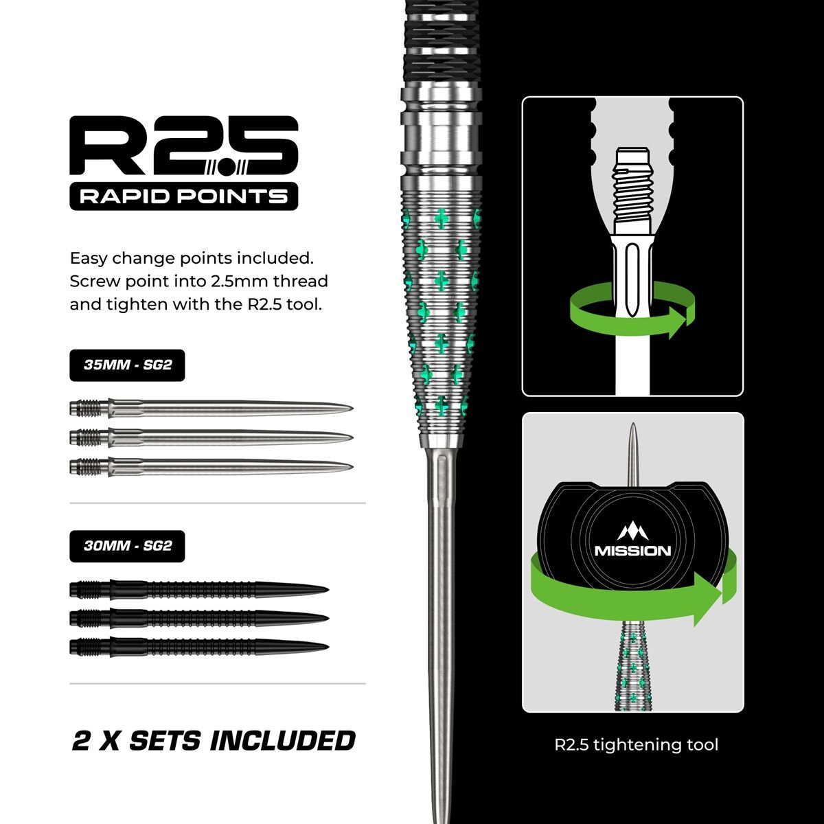 Mission Mantis RP 95% Steeldarts 22/24 Gram Steeldarts